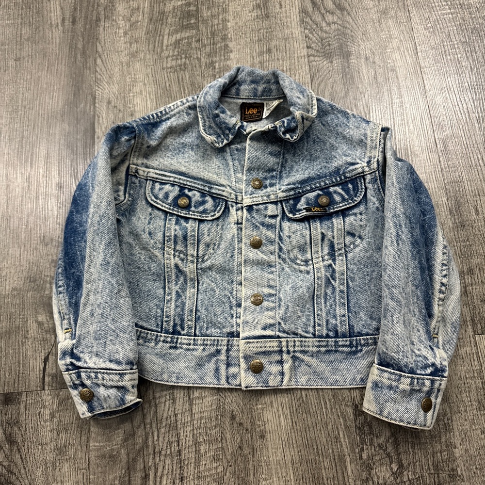 Vintage 80s Lee Acid Wash Denim Jean Jacket Kids